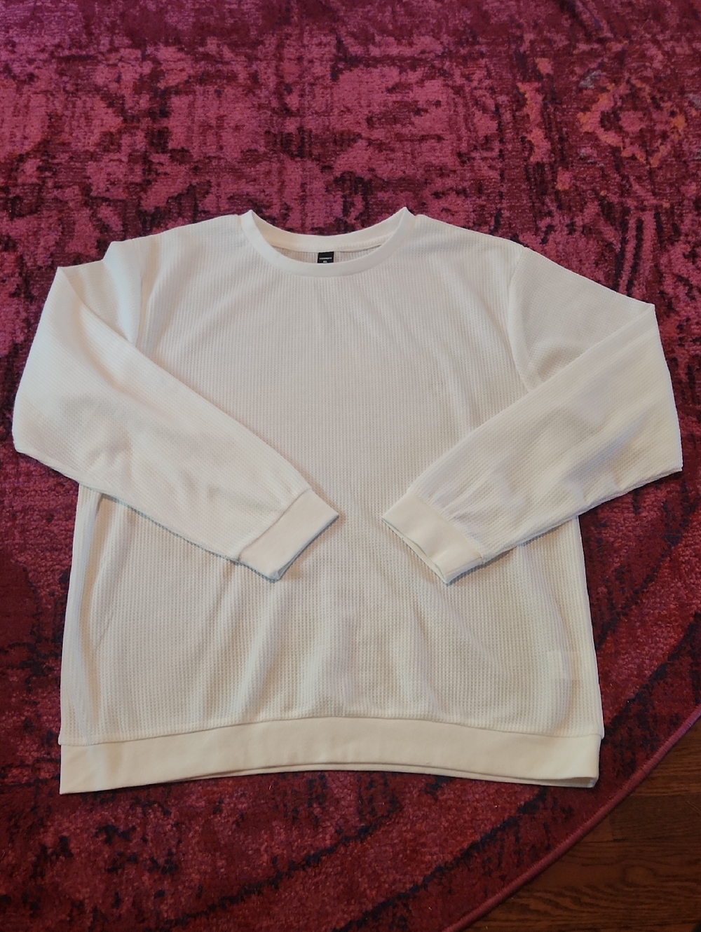 NFINITY Cream Waffle Knit Crewneck Sweatshirt